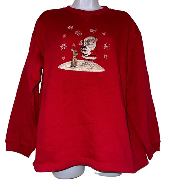 Vintage Rudolph the Red Nosed Reindeer Sweatshirt Womens L Oversized Christmas - Picture 1 of 10